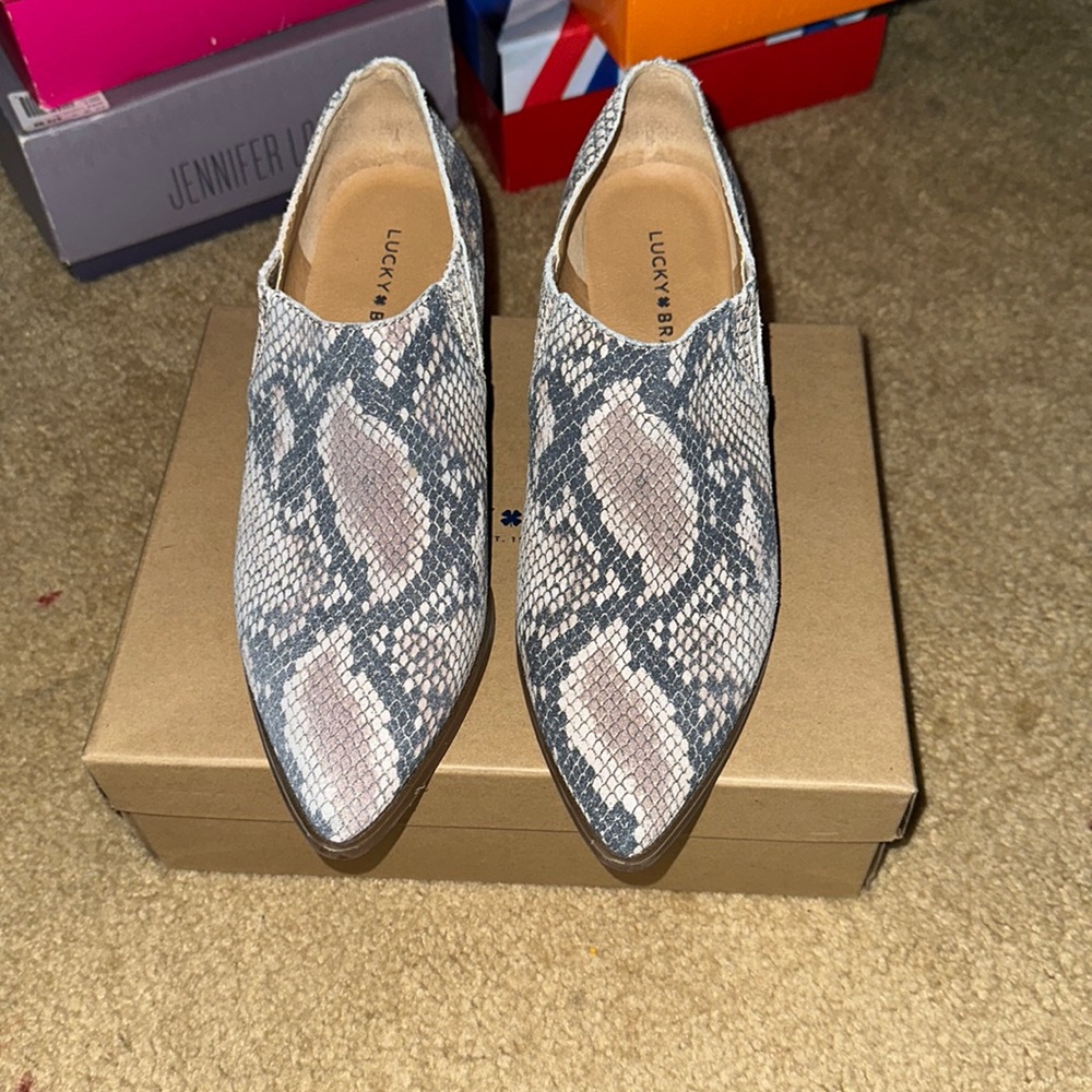 Snakeskin heel boots